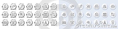 Christmas tree, Gears and Rating stars line icons. For web app, printing. Line icons. Vector Vector Illustration