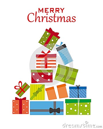 Christmas tree with gift packages Vector Illustration