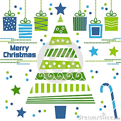 Christmas Tree with Gifts Vector Illustration