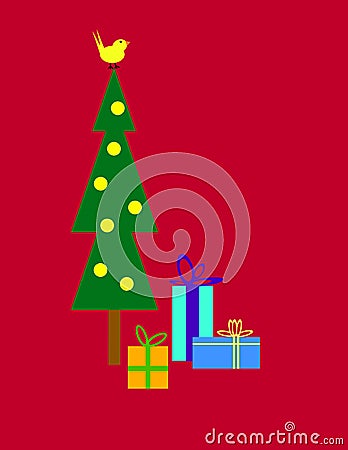 Christmas tree and gifts Vector Illustration