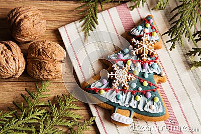 Christmas tree gingerbread cookie Stock Photo