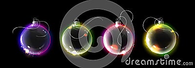 Christmas tree glass globe decorations. Vector Illustration