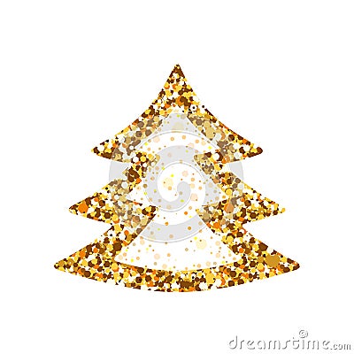 Christmas tree of gold sequins Vector Illustration