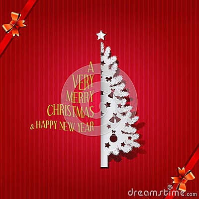 Christmas tree greeting card with merry Christmas & Happy new year, Vector & illustration Vector Illustration