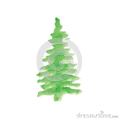 Christmas Tree with Hand Painted Watercolor Vector Vector Illustration