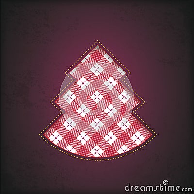 Christmas Tree Hole Checked Cloth Tartan Vector Illustration