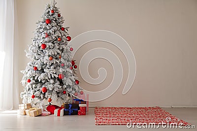 Christmas Tree House Interior new year holiday gifts winter decor Stock Photo