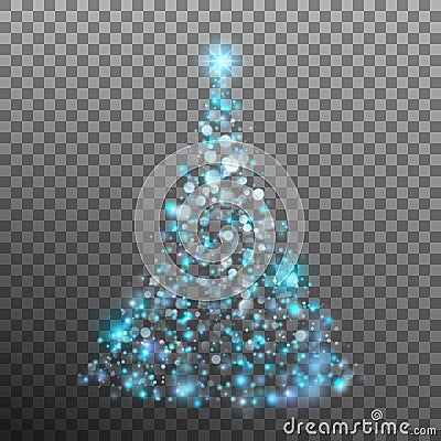 Christmas tree from light and bokeh. EPS 10 vector Vector Illustration