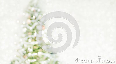 Christmas tree with light string and ball decoration at abstract Stock Photo