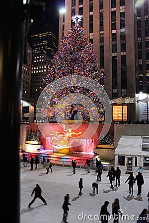 Christmas tree lighting celebration at Rockefeller Editorial Stock Photo