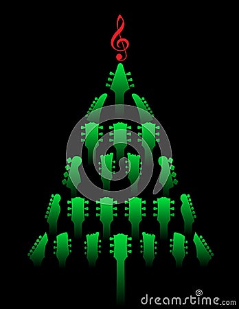 A Christmas tree made of guitar headstocks Vector Illustration