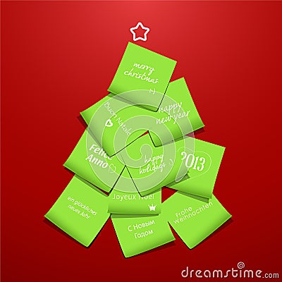 Christmas tree made from post it Vector Illustration