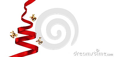 Christmas tree made from ribbon on white background Stock Photo