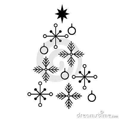Christmas tree made from snowflakes icon. Simple xmas tree design Vector Illustration