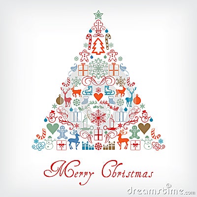 Christmas tree - Merry Chrismas greeting card Stock Photo