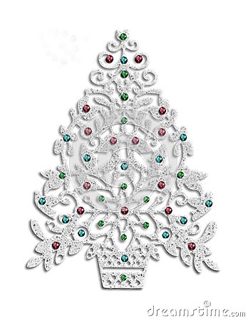 Christmas Tree Modern style with sequin ornaments Cartoon Illustration