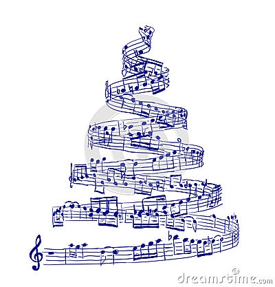 Christmas tree from music notes Vector Illustration