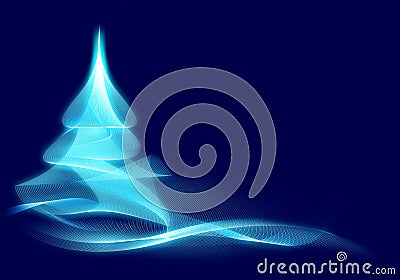 Christmas Tree In The Night Glow Cartoon Illustration