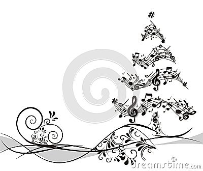 Christmas tree with notes Stock Photo