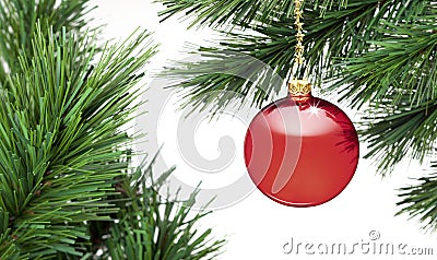 Christmas Tree Ornament Banner Background Stock Photo