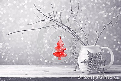 Christmas tree ornament hanging over bokeh background Stock Photo