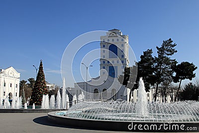 Christmas tree in the park, Ashgabad, capital of Turkmenistan. Stock Photo