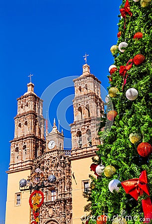 Christmas Tree Parroquia Cathedral Dolores Hidalgo Mexico Stock Photo