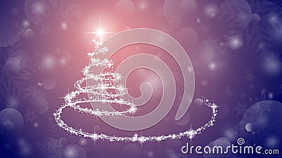 Christmas tree on pink background. Sparkling Christmas tree as symbol of Happy New Year and Merry Christmas holiday celebration Cartoon Illustration