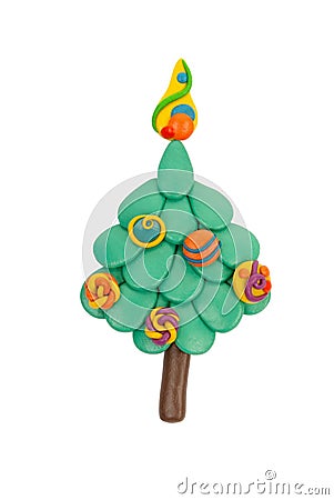 Christmas tree from plasticine. Stock Photo