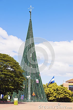 Christmas tree on Plaza de la Republica in Managua Stock Photo