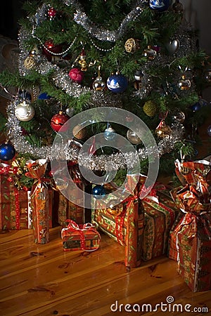 Christmas tree and presents Stock Photo