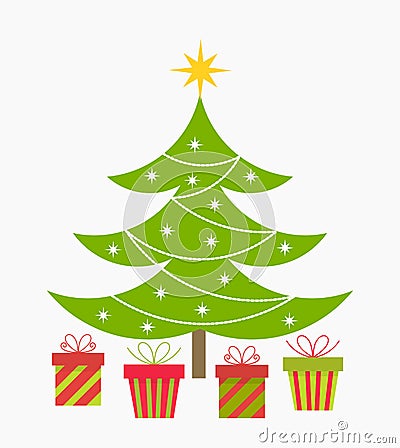 Christmas tree and presents Vector Illustration