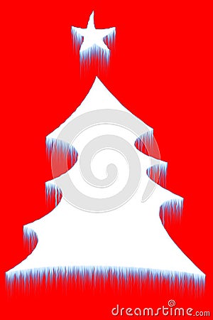 Christmas tree on red Stock Photo