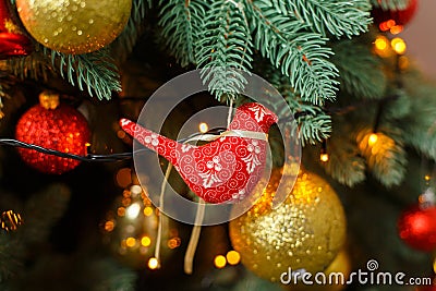 Christmas treewith decoratibe toys Stock Photo