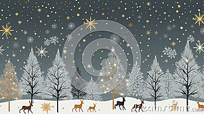 Christmas tree, reindeer, and star icons against a neutral suitable backdrop. Stock Photo