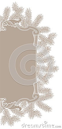 Christmas tree and retro banner. Christmas greeting card. Vector Illustration