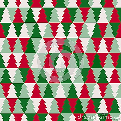 Christmas tree seamless pattern Vector Illustration