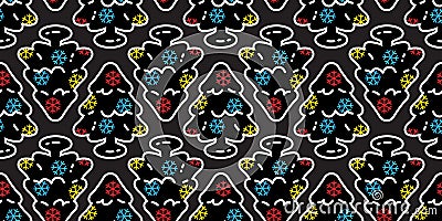 christmas tree seamless pattern snowflake vector Santa Claus cartoon doodle wood forest scarf isolated Vector Illustration