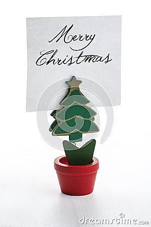 Christmas tree shaped note clip Stock Photo