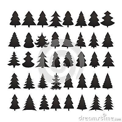 Christmas tree silhouette design vector set. Concept tree icon Vector Illustration