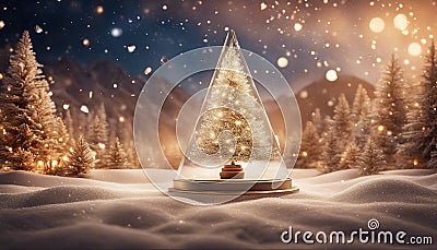 christmas tree in the snow highly intricately detailed Christmas tree on flour background. Stock Photo