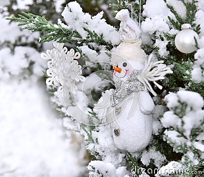 Christmas decoration tree snowcovered Stock Photo