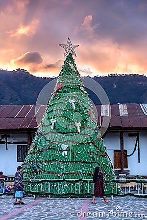 Christmas tree at sunset, Lake Atitlan, Guatemala Editorial Stock Photo