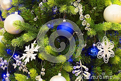 Christmas tree with toys close up Stock Photo