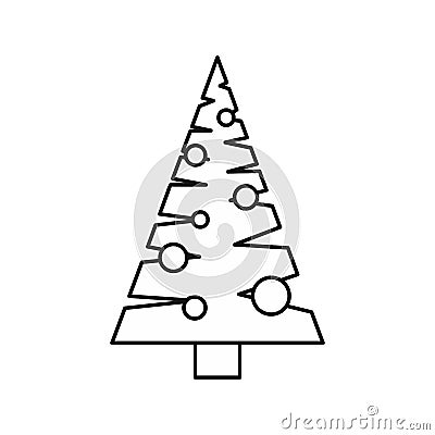 Christmas tree with toys icon, outline style Cartoon Illustration