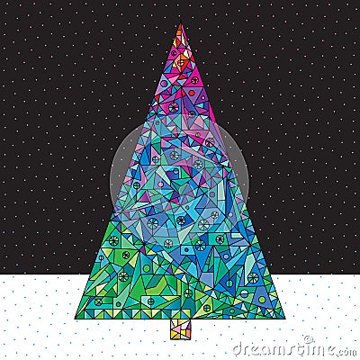 Christmas tree vector illustration. Vector Illustration