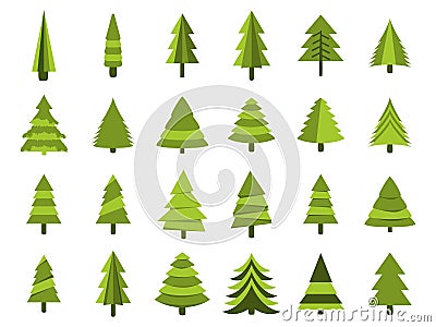 Christmas trees in a flat style. Firs isolation on a white background. Vector Vector Illustration