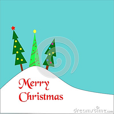 Christmas trees on a hill Vector Illustration