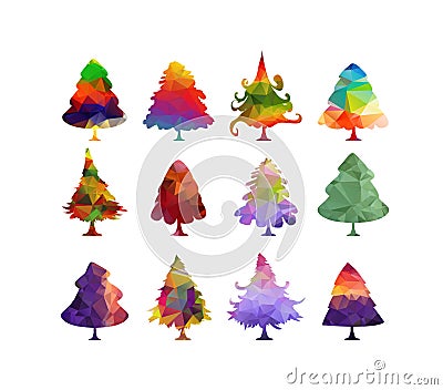 Christmas trees isolated on a white background Vector Illustration