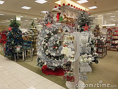 Christmas Trees macys store Editorial Stock Photo